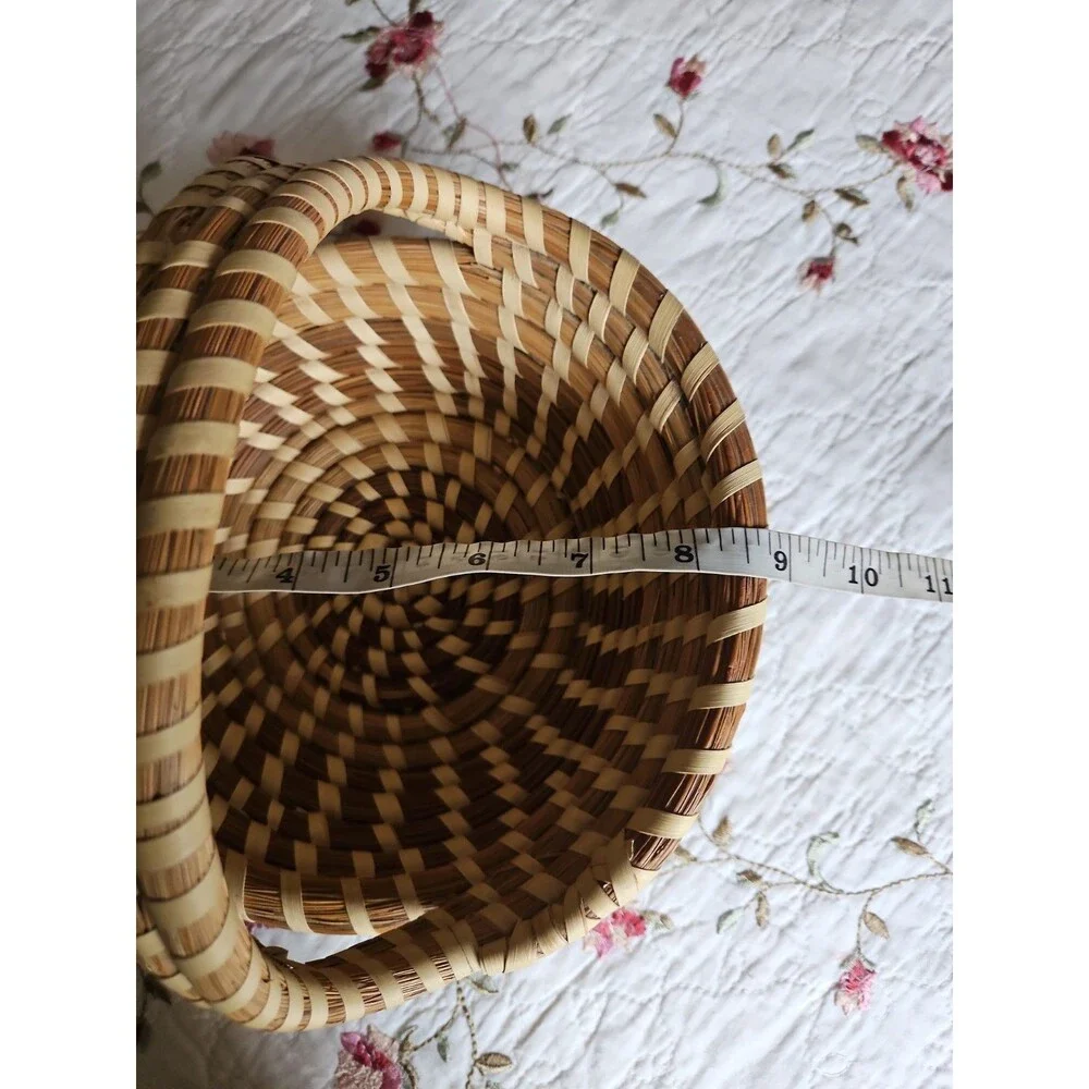 Vintage 90's Charleston South Carolina Sweetgrass Gullah Geechee Basket EUC